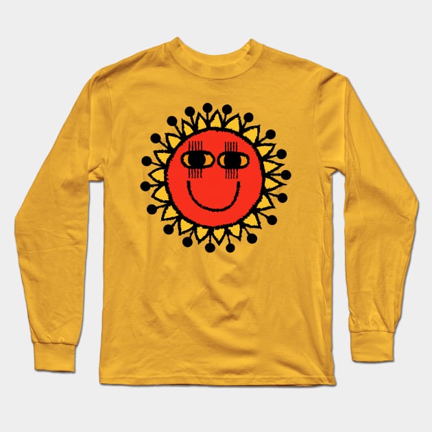 Vintage Happy Mid Century Modern Sun Long Sleeve T-Shirt by CultOfRomance